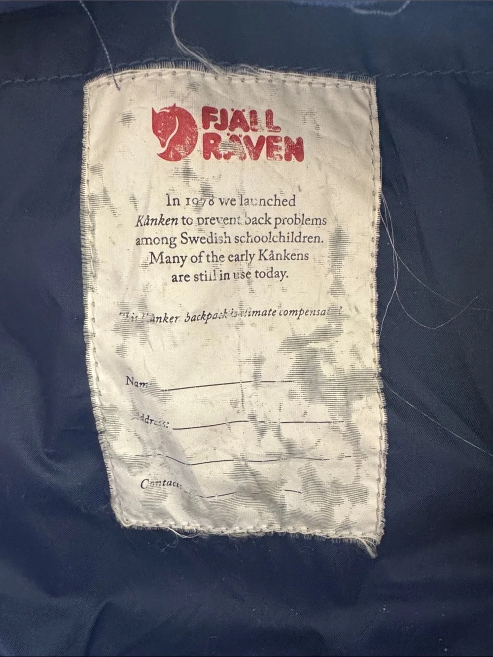 Fjallraven Kanken Mini Dark Blue Backpack with Red Logo